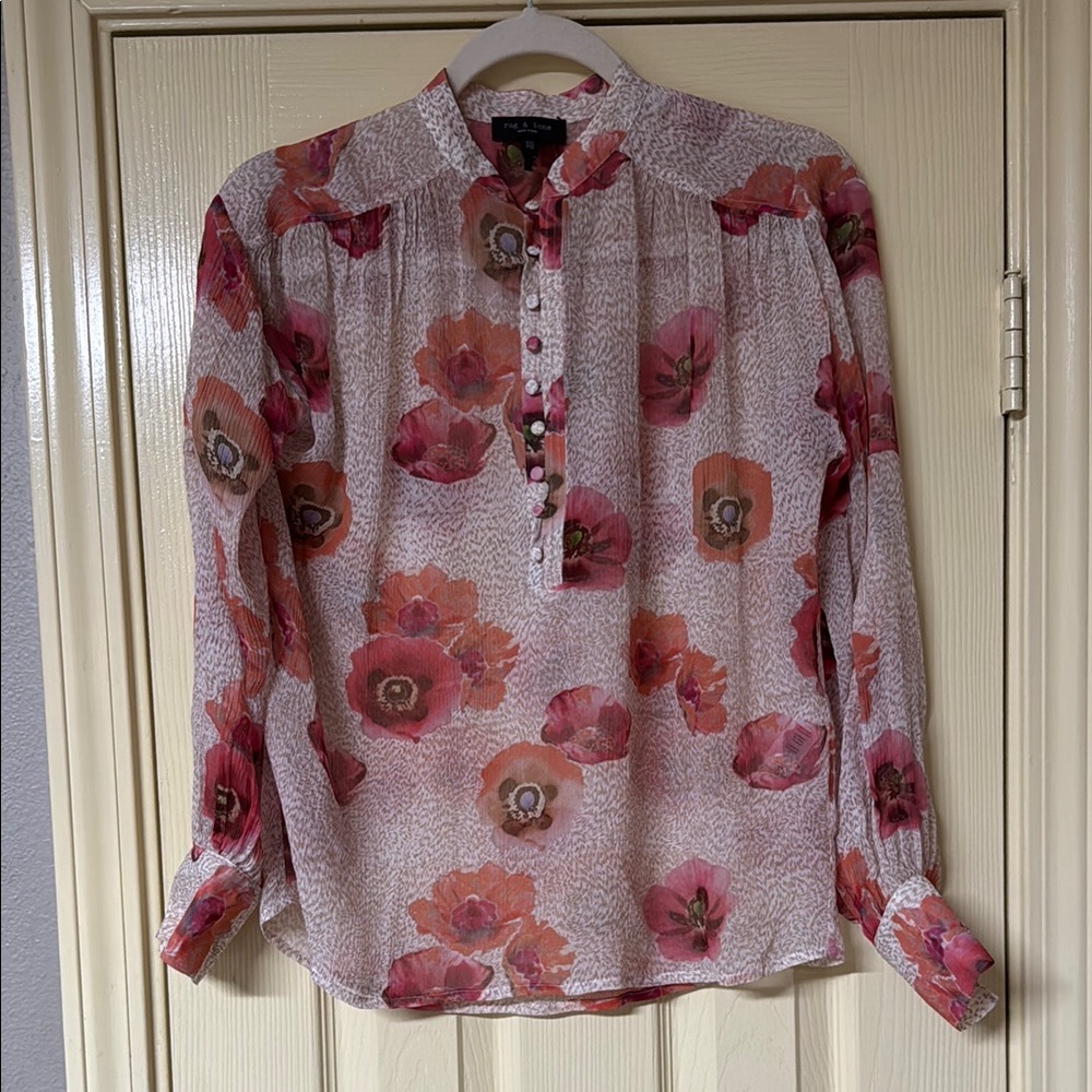 Rag & Bone Clara Chiffon Floral Blouse Size XXS